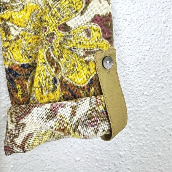 John Mark Floral Tunic Top Small Brown Asymmetric Hem Sheer Artsy Lagenlook Boho - Picture 5 of 8